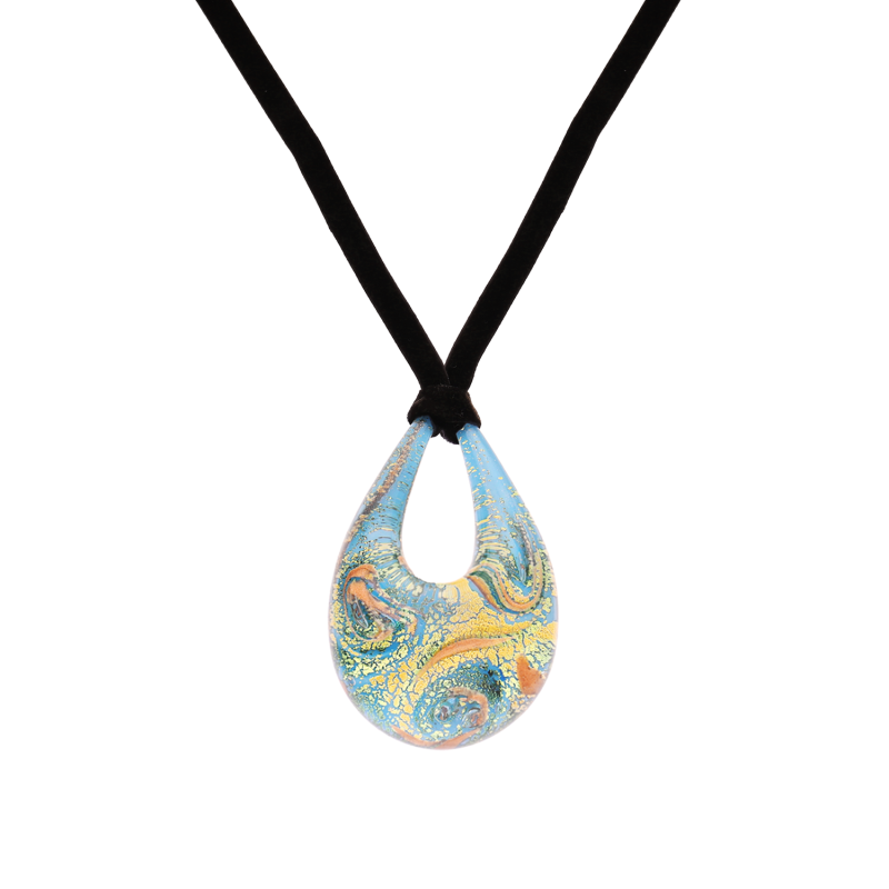 Naszyjnik srebrny z jasno-niebieskim szkłem murano