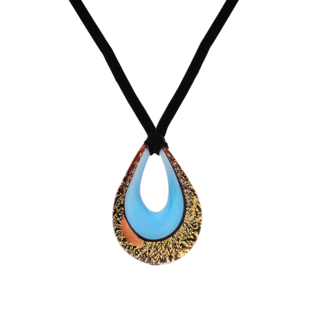 Srebrny Naszyjnik Szkło Murano Morska Kropla - JubilerSezam.pl