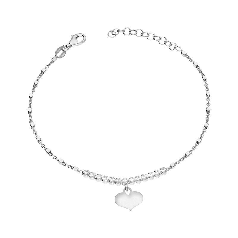 Srebrna Bransoletka Serce i Cyrkonie Rolo+Kostka - JubilerSezam.pl