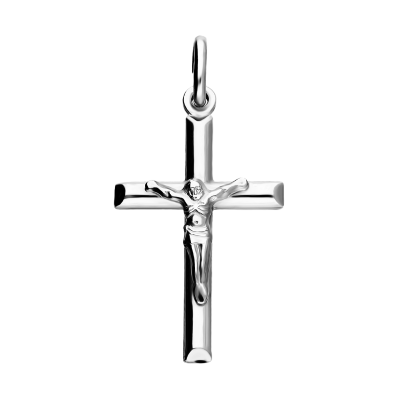 Srebrny Krzyżyk z Panem Jezusem Rodowany - JubilerSezam.pl