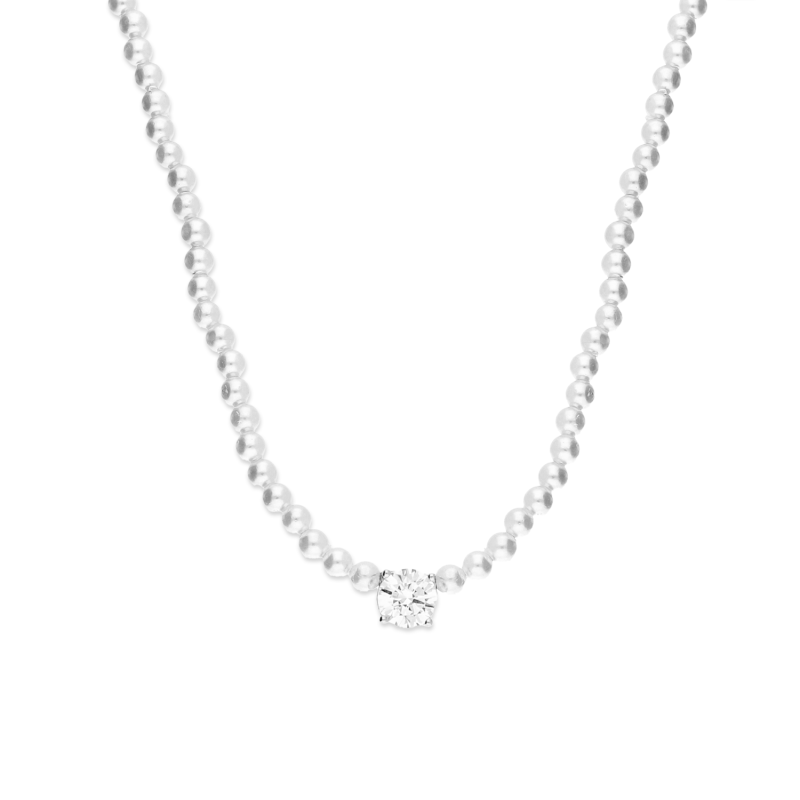 Naszyjnik srebrny z perłami i cyrkonią