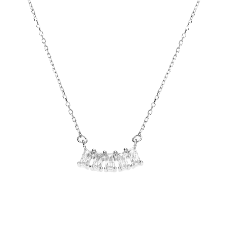 Naszyjnik srebrny z białymi cyrkoniami bagietami/anker