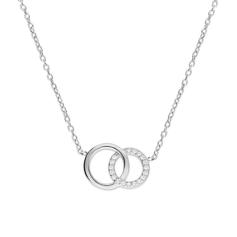 Naszyjnik srebrny klanówka z dwoma kółkami