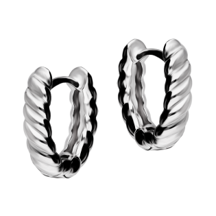 Kolczyki srebrne kółka z motywem sznura/zatrzask