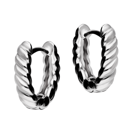 Kolczyki srebrne kółka z motywem sznura/zatrzask