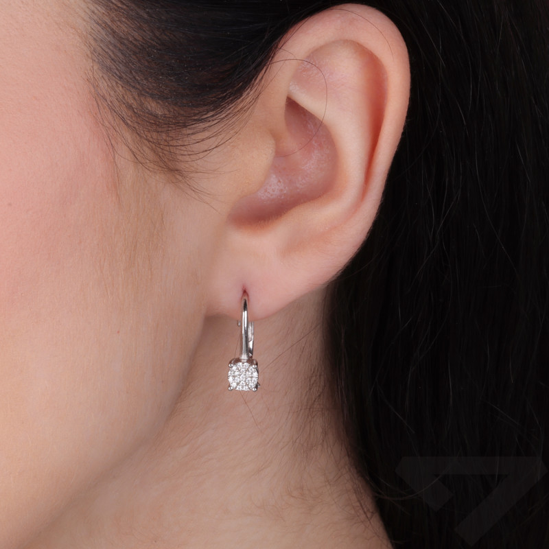 Kolczyki srebrne koło z białymi cyrkoniami