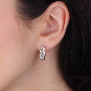 Kolczyki srebrne pancer z białymi cyrkoniami