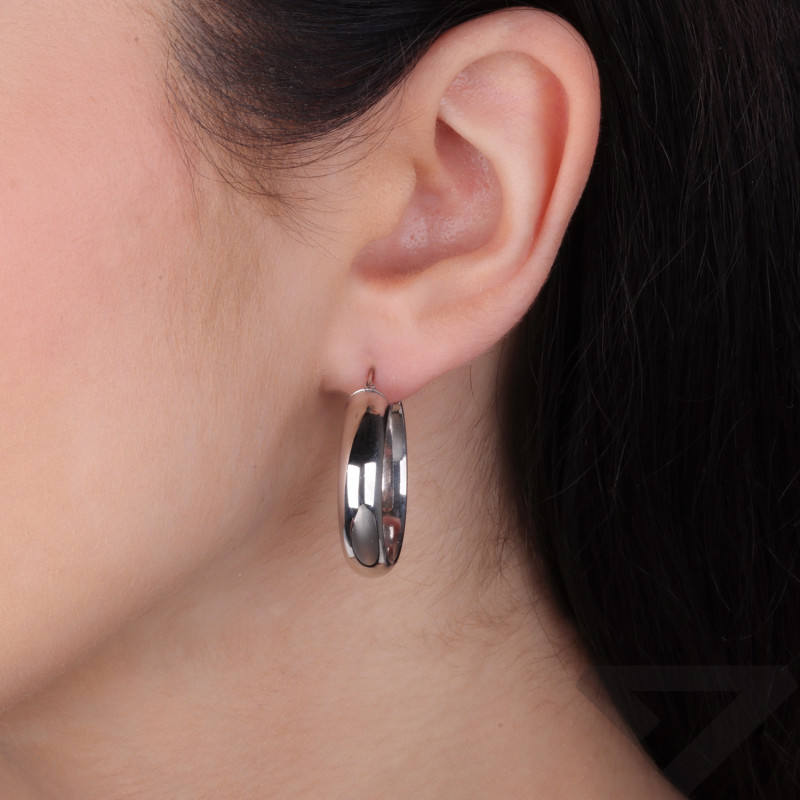 Srebrne Kolczyki Kółka Rurka Płaska 25mm - JubilerSezam.pl