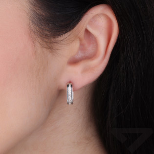 Kolczyki srebrne kwadratowe kółka z cyrkoniami