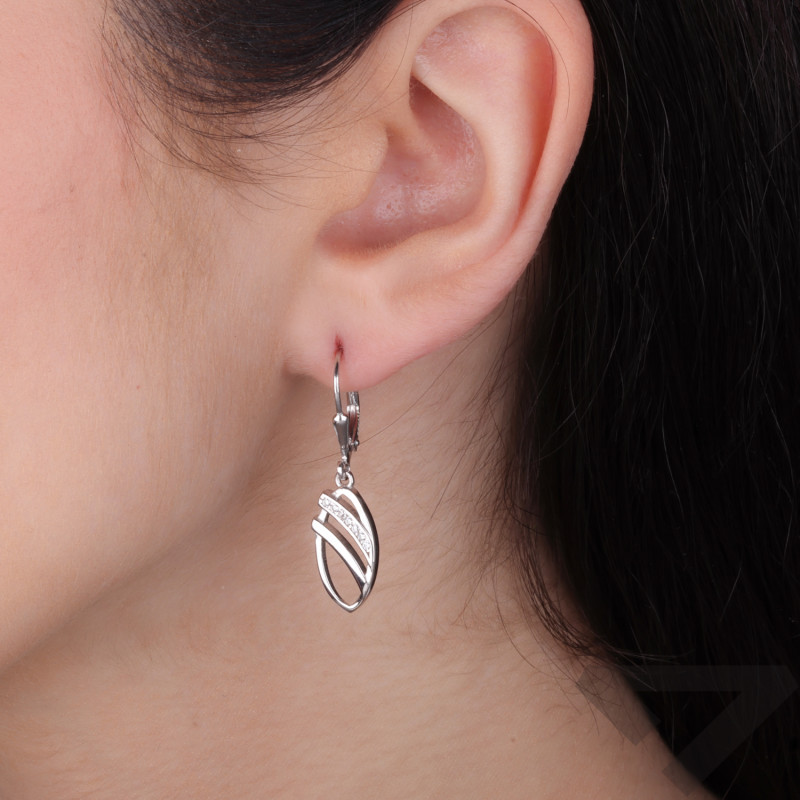 Kolczyki srebrne łezka z cyrkoniami