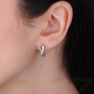 Kolczyki srebrne infinity z białymi cyrkoniami