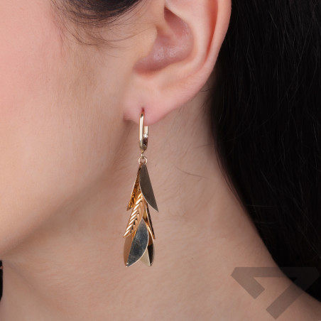 Kolczyki złote z wiszącymi listkami próba 375