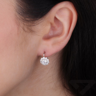 Srebrne Kolczyki Kwiat Markiza z Cyrkoniami - JubilerSezam.pl