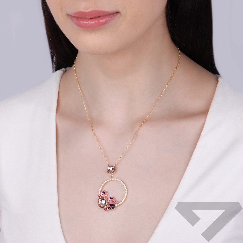 Naszyjnik pozłacany SPARK koło z kryształami i cyrkoniami