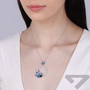 Naszyjnik srebrny SPARK koło z cyrkoniami i kryształami