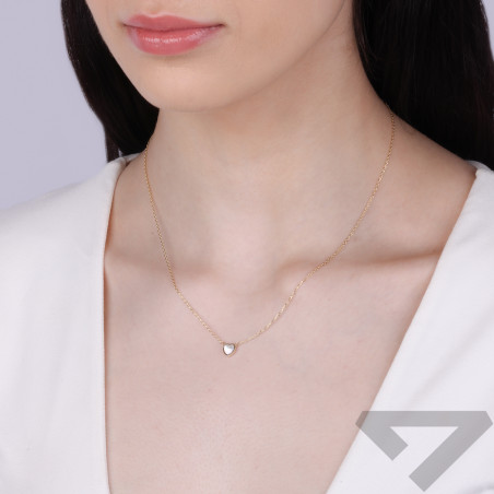 Naszyjnik złoty z sercem z masą perłową próba 585