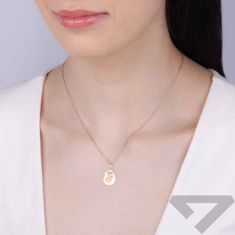 Medalik złoty z Częstochowską w kole próba 585