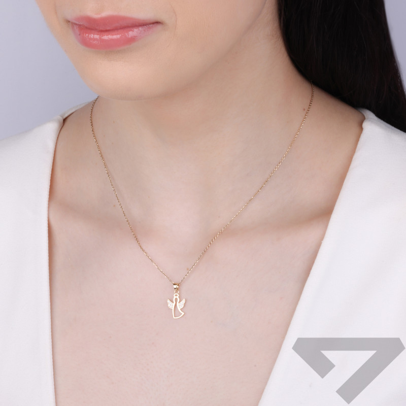 Medalik złoty aniołek z cyrkoniami