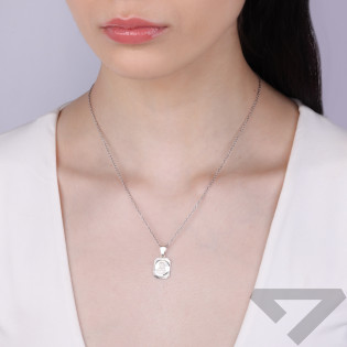 Medalik srebrny Częstochowska w prostokącie