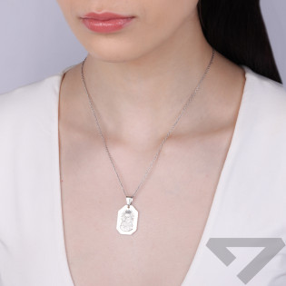 Medalik srebrny Częstochowska w prosokącie