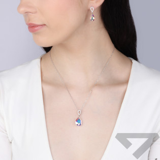 Naszyjnik srebrny z białym kryształem