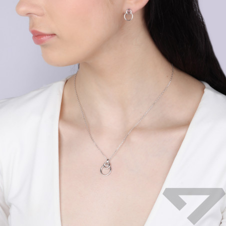 Komplet srebny kolczyki i naszyjnik klanówka kółka