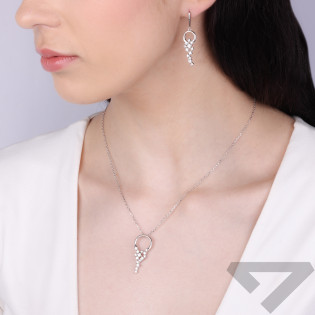 Komplet srebrny kolczyki i naszyjnik koło z cyrkoniami