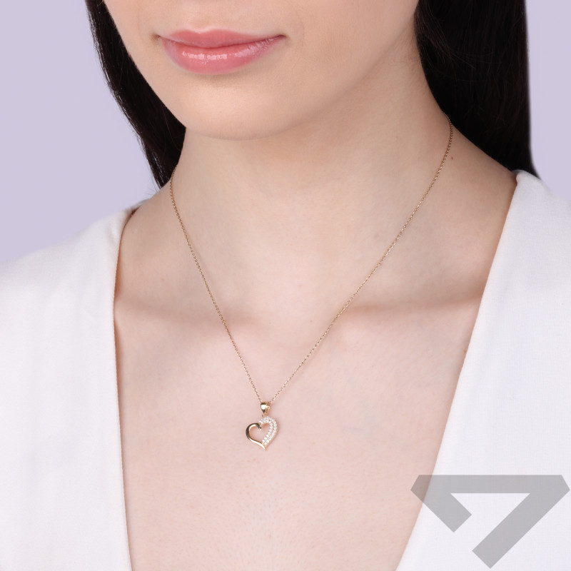 Serduszko złote ramka z cyrkoniami próba 375