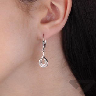 Kolczyki srebrne kropla ramka podwójna