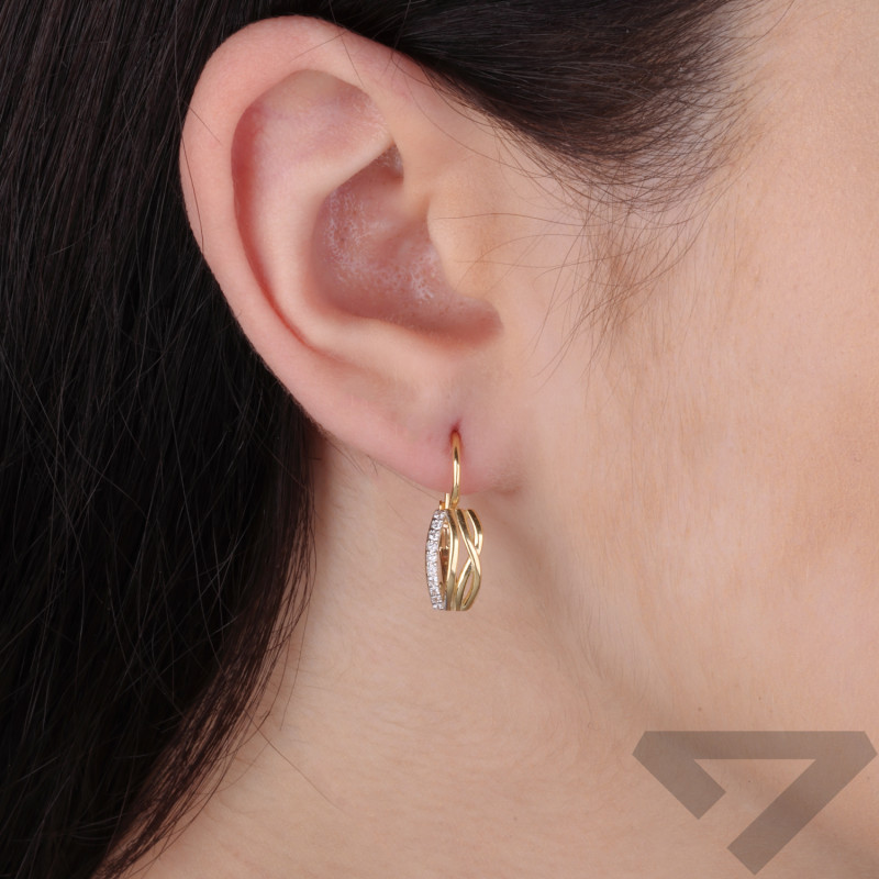 Kolczyki złote infinity i rząd cyrkonii