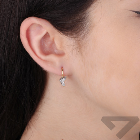 Kolczyki złote stópki z białymi cyrkoniami