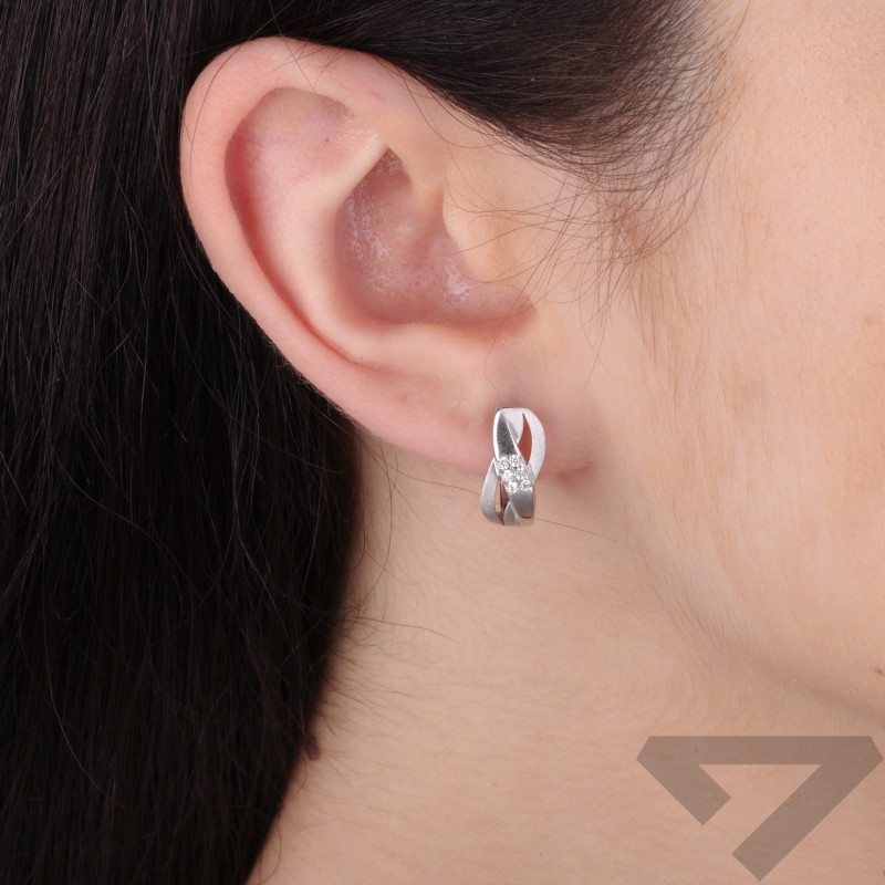 Kolczyki srebrne ażurowe pasy z cyrkoniami