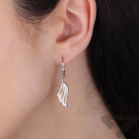 Kolczyki srebrne ażurowe skrzydło z cyrkoniami