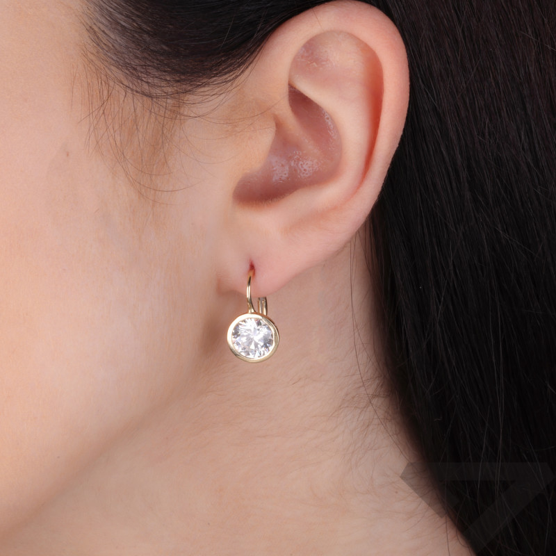 Kolczyki złote z białą cyrkonią 8 mm