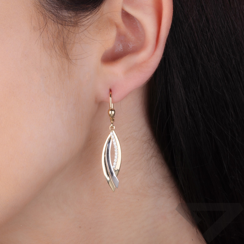 Kolczyki złote pusta łezka z cyrkoniami