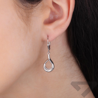 Kolczyki srebrne kropla ramka z cyrkoniami