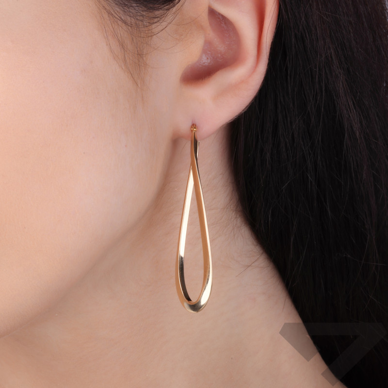 Kolczyki złote owalne skręcane kółka, próba 585