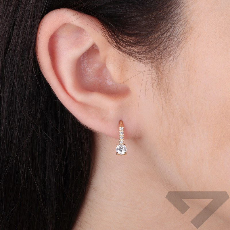 Kolczyki złote z białymi cyrkoniami