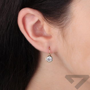 Kolczyki złote z białą cyrkonia 6 mm