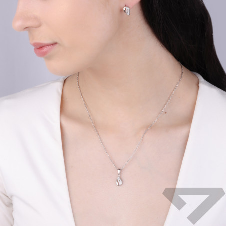 Komplet srebrny kolczyki i zawieszka kropla z cyrkoniami