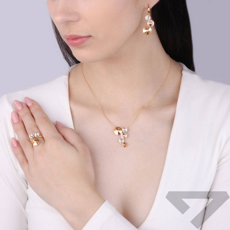 Kolczyki pozłacane z pomarańczowymi kryształami