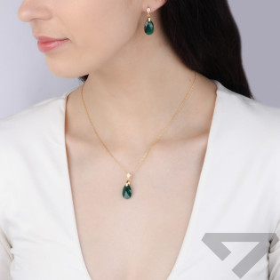 Naszyjnik pozłacany SPARK z zielonym kryształem