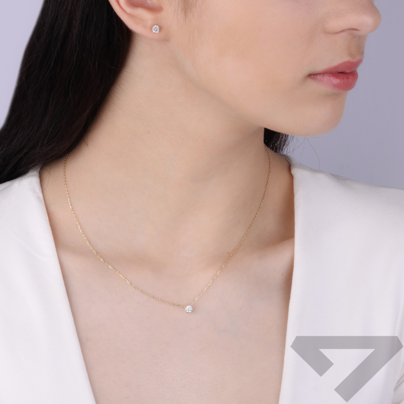 Kolczyki złote z białą cyrkonią