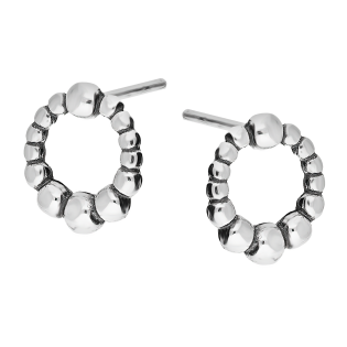 Kolczyki srebrne koło z kulkami bead/sztyft próba 925