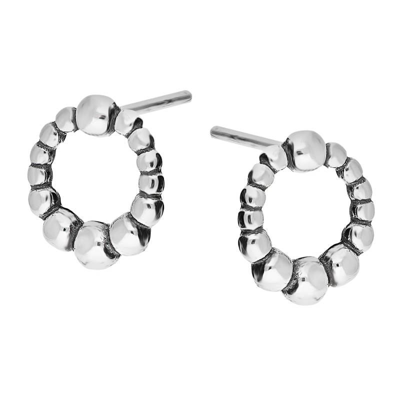 Kolczyki srebrne koło z kulkami bead/sztyft próba 925