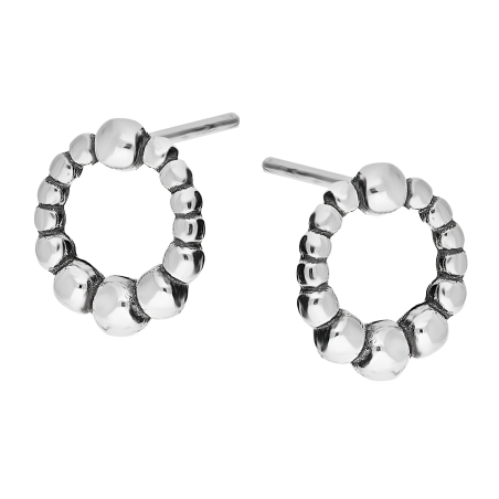 Kolczyki srebrne koło z kulkami bead/sztyft próba 925