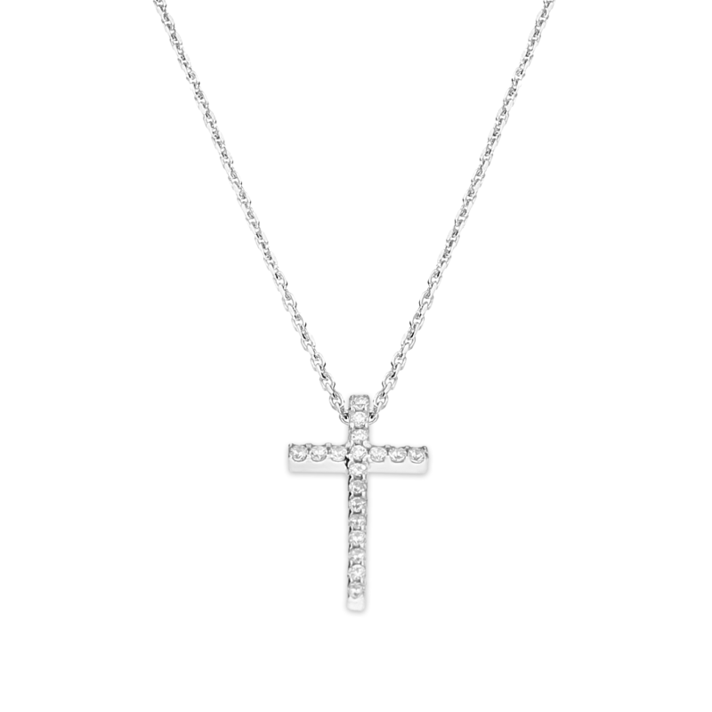 Naszyjnik srebrny z krzyżykiem z białymi cyrkoniami