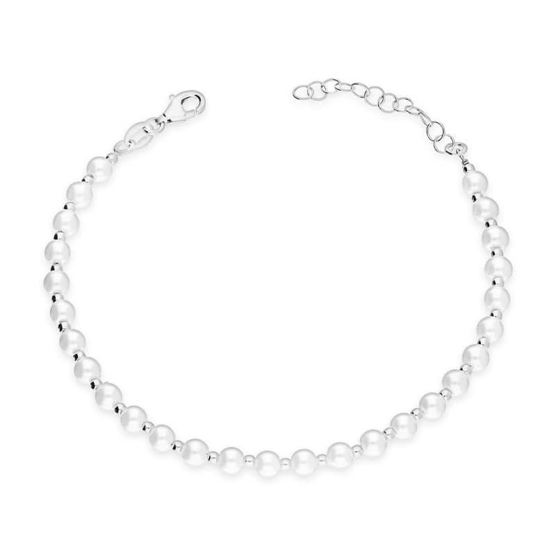 Bransoleta srebrna z perłami i kulkami