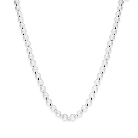 Naszyjnik srebrny z perłami i kulkami