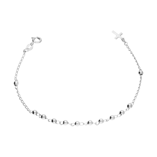 Bransoleta srebrna różaniec z gładkimi paciorkami